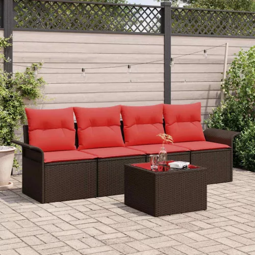  Kanapé Szett párnával 5 pcs Barna polirattan