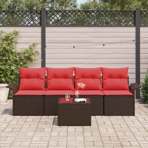  Kanapé Szett párnával 5 pcs Barna polirattan