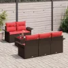 Kerti Kanapé Szett párnával 6 pcs Barna polirattan