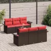  Kerti Kanapé Szett párnával 7 pcs Barna polirattan