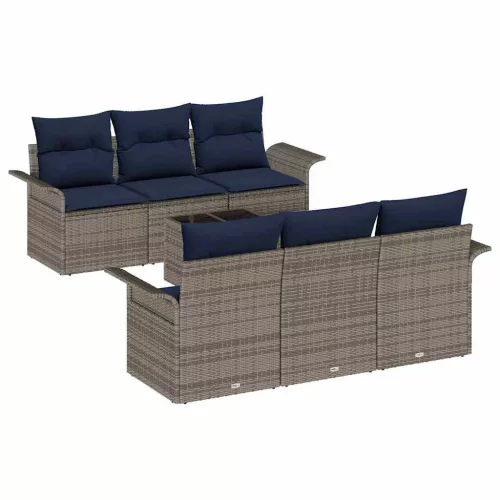  Kerti Kanapé Szett párnával 7 pcs Szürke polirattan