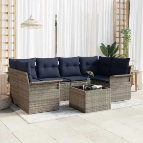  Kerti Kanapé Szett párnával 7 pcs Szürke polirattan