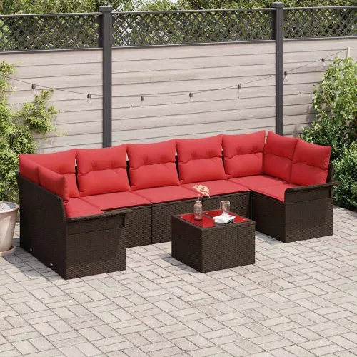  Kerti Kanapé Szett 8 pcs Barna polirattan