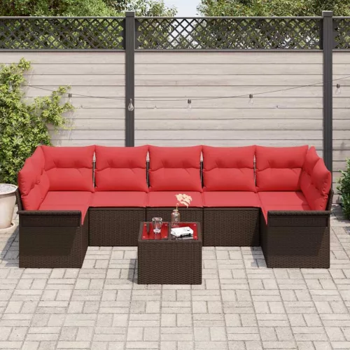  Kerti Kanapé Szett 8 pcs Barna polirattan