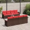  Kerti Kanapé Szett párnával 9 pcs Barna polirattan