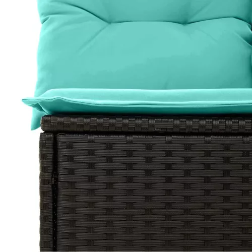  Kerti Kanapé Szett párnával 6 pcs Fekete polirattan