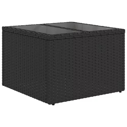  Kerti Kanapé Szett párnával 5 pcs Fekete polirattan