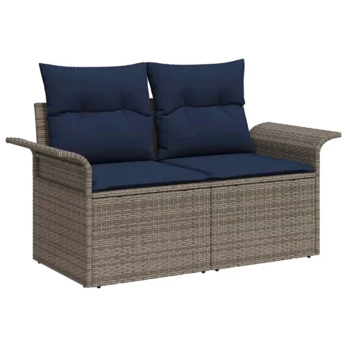  Kerti Kanapé Szett párnával 6 pcs Szürke polirattan