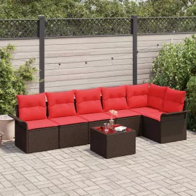  Kerti Kanapé Szett párnával 7 pcs Barna polirattan