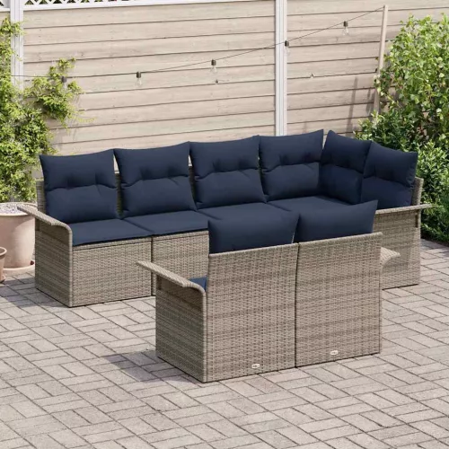  Kerti Kanapé Szett párnával 7 pcs Szürke polirattan
