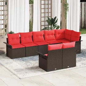  Kerti Kanapé Szett párnával 8 pcs Barna polirattan