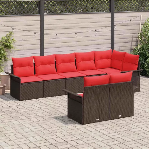  Kerti Kanapé Szett párnával 8 pcs Barna polirattan