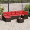  Kerti Kanapé Szett párnával 8 pcs Barna Poli rattan