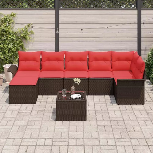  Kerti Kanapé Szett párnával 8 pcs Barna Poli rattan