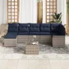  Kerti Kanapé Szett párnával 8 pcs Szürke Poli rattan