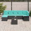  Kerti Kanapé Szett párnával 8 pcs Fekete Poli rattan