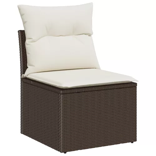  6 db-os Kert Sofa Készlet Párnákkal Barna Poli Rattan