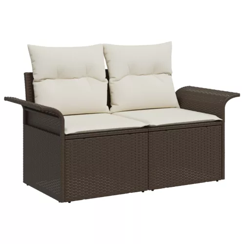  6 db-os Kert Sofa Készlet Párnákkal Barna Poli Rattan