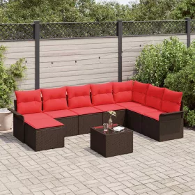  Kerti Kanapé Szett párnával 9 pcs Barna polirattan