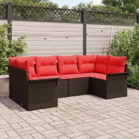  Kerti Kanapé Szett párnával 6 pcs Barna polirattan