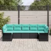  Kerti Kanapé Szett párnával 7 pcs Fekete Poli rattan