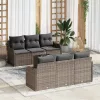  Kerti Kanapé Szett 7 pcs Szürke 55 x 55 x 37 cm Poli rattan