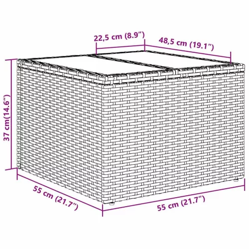  Kerti Kanapé Szett 7 pcs Szürke 55 x 55 x 37 cm Poli rattan