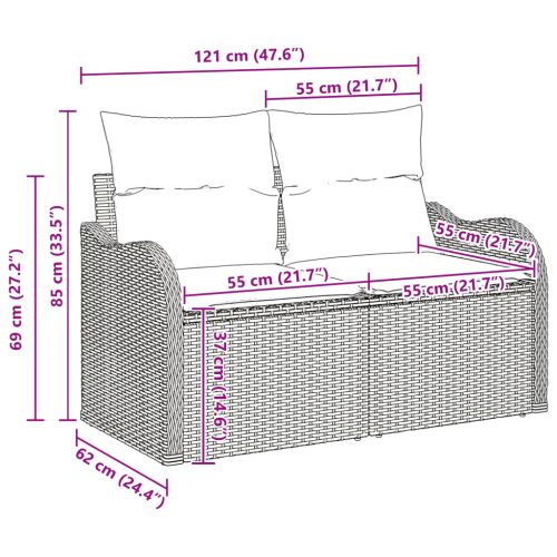  4 részes kerti kanapé szett párnákkal Szürke Poli Rattan