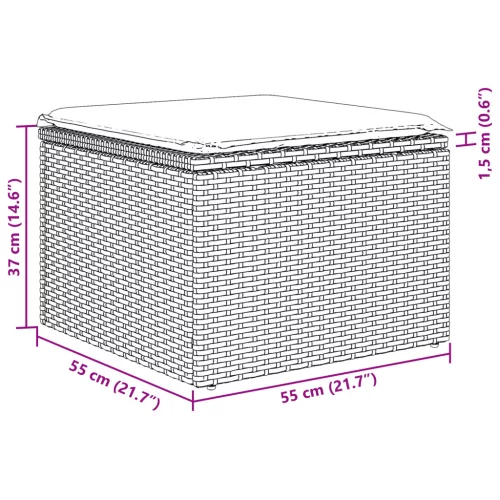  5 darabos kerti kanapé szett párnákkal világosszürke poli rattan