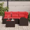  Kerti Kanapé Szett 5 pcs Barna polirattan