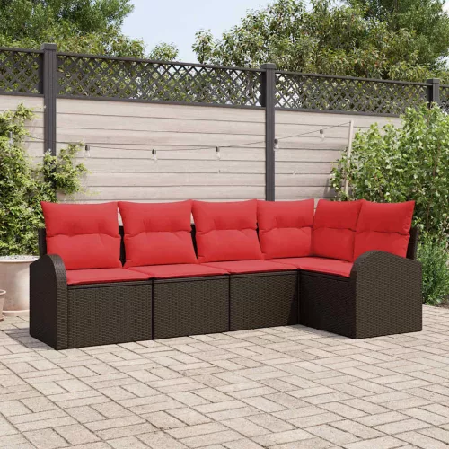 Kerti Kanapé Szett 5 pcs Barna polirattan