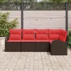  Kerti Kanapé Szett 5 pcs Barna polirattan