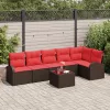  Kerti Kanapé Szett 7 pcs Barna polirattan