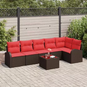  Kerti Kanapé Szett 7 pcs Barna polirattan