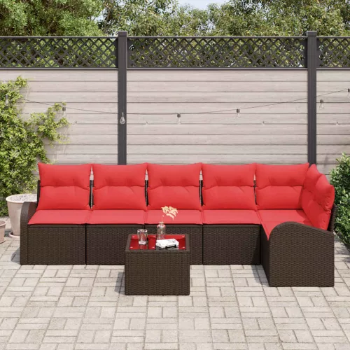  Kerti Kanapé Szett 7 pcs Barna polirattan
