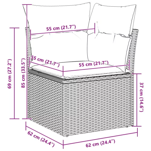  Kerti Kanapé Szett Barna polirattan