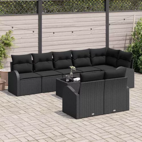  Kerti Kanapé Szett párnával 9 pcs 289 x 124 x 85 cm Poli rattan