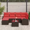  Kerti Kanapé Szett párnával 7 pcs Barna Poly Rattan