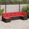  Kerti Kanapé Szett párnával 7 pcs Barna Poli rattan