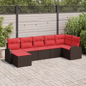  Kerti Kanapé Szett párnával 7 pcs Barna Poli rattan