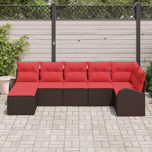  Kerti Kanapé Szett párnával 7 pcs Barna Poli rattan