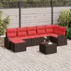  Kerti Kanapé Szett párnával 8 pcs Barna Poly Rattan