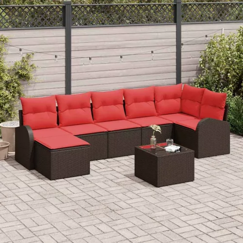 Kerti Kanapé Szett párnával 8 pcs Barna Poly Rattan