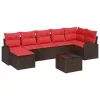  Kerti Kanapé Szett párnával 8 pcs Barna Poly Rattan