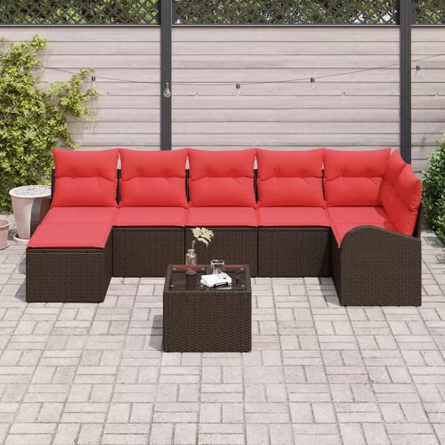 Kerti Kanapé Szett párnával 8 pcs Barna Poly Rattan