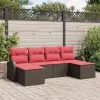  Kerti Kanapé Szett párnával 6 pcs Barna Poly Rattan
