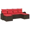  Kerti Kanapé Szett párnával 6 pcs Barna Poly Rattan