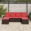  Kerti Kanapé Szett párnával 6 pcs Barna Poly Rattan