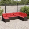  Kerti Kanapé Szett 8 pcs Barna Poli rattan