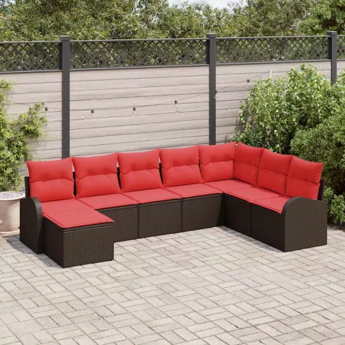  Kerti Kanapé Szett 8 pcs Barna Poli rattan